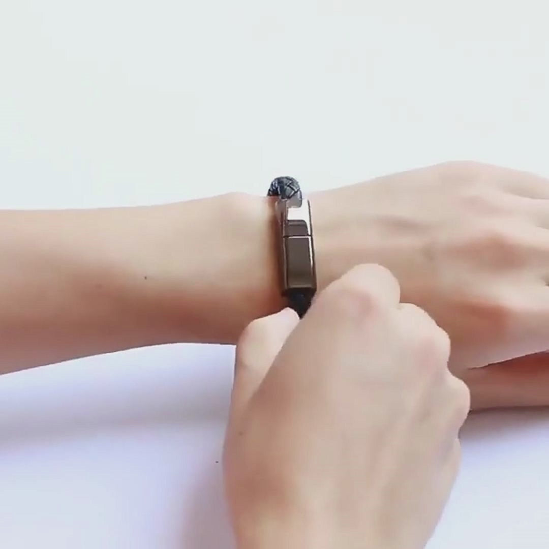 Load video: Combining fashion and functionality, this sleek bracelet data cable is your perfect everyday tech accessory. Crafted from premium leather with a durable zinc alloy interface, it’s designed to be both sturdy and stylish — no more tangled cords or bulky cables!With two convenient lengths—20CM and 22.5CM—and multiple interface options including Android, Apple, and Type-C, you can easily charge and sync your devices on the go.Available in classic black, this bracelet fits comfortably on your wrist, so you always have a cable handy—whether you’re at work, traveling, or out with friends.Features:Material: Genuine leather + zinc alloy interfaceLength: 20CM / 22.5CM for flexible useInterface Options: Android, Apple, Type-CColor: Sleek blackNever worry about losing your charging cable again—wear it like a stylish bracelet and stay powered up anytime, anywhere!